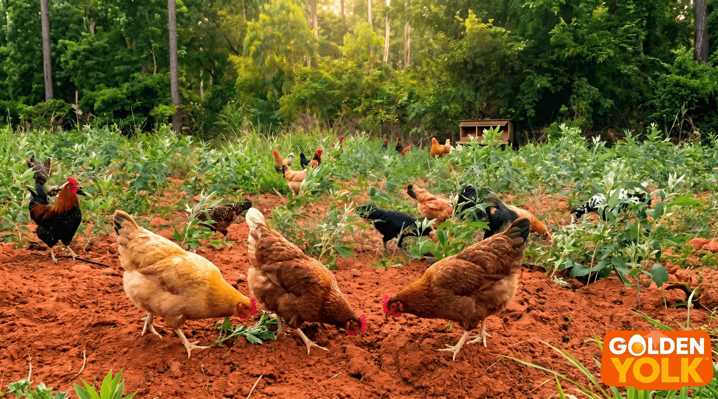 Free-range chickens roaming our open farm land in Bengaluru